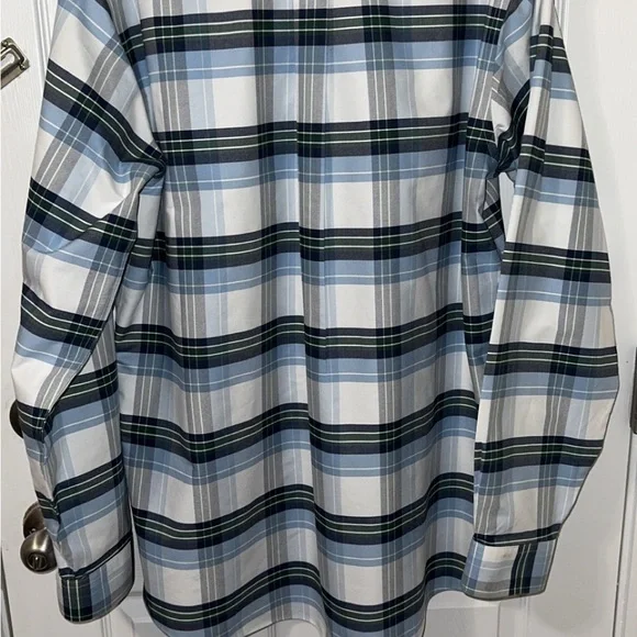 L.L. Bean Men's Blue and Black Plaid Button-Down Shirt - Picture 2 of 3